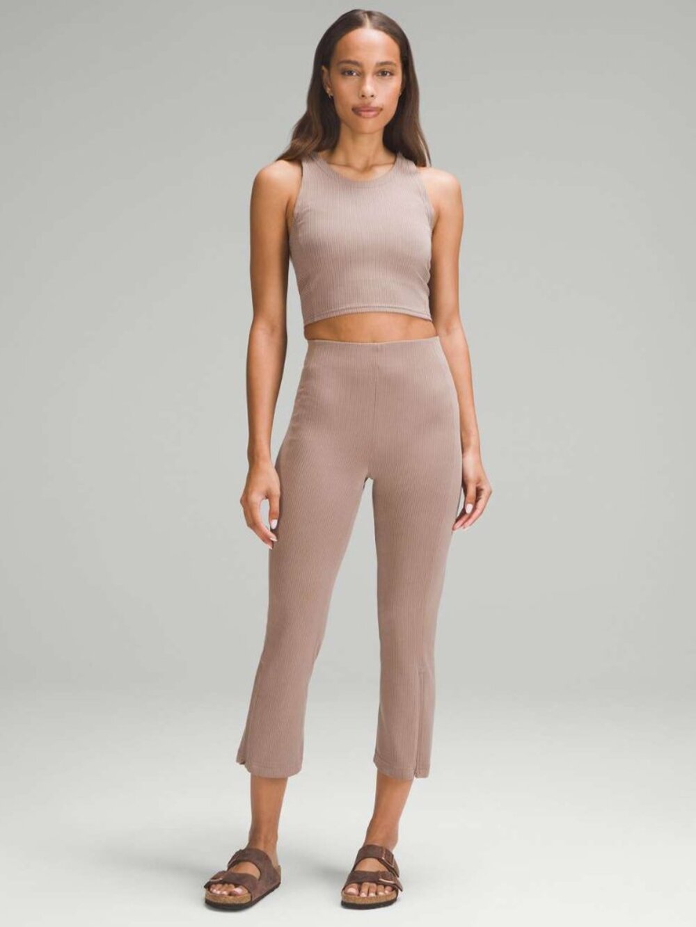 Lululemon Ribbed Softstreme Zip Leg High Rise Cropped Pant Size 14